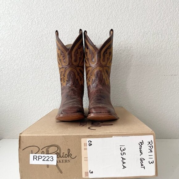 Rod Patrick Mens Cowboy Boots 13.5AAA Perro Loco Brown Western Square Toe - Picture 10 of 11